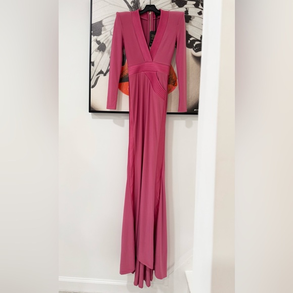 ZHIVAGO 976B The Heiress Gown in Damask Battle Line Long Sleeve Maxi Dress - Picture 4 of 14